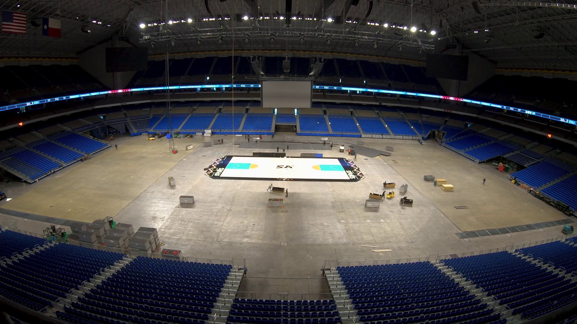 WATCH: Court installed at the Alamodome for Spurs 50th anniversary  celebration game
