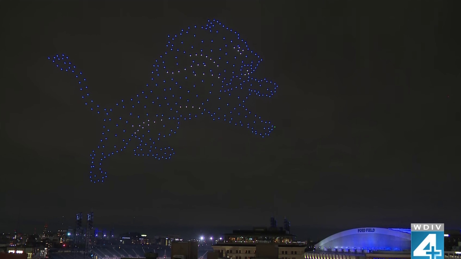 Watch the Detroit Lions drone light show above Ford Field