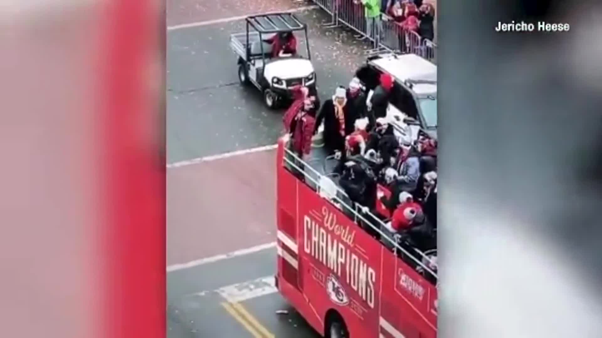 Patrick Mahomes Chugs Beers, Dances During Chiefs Super Bowl Parade