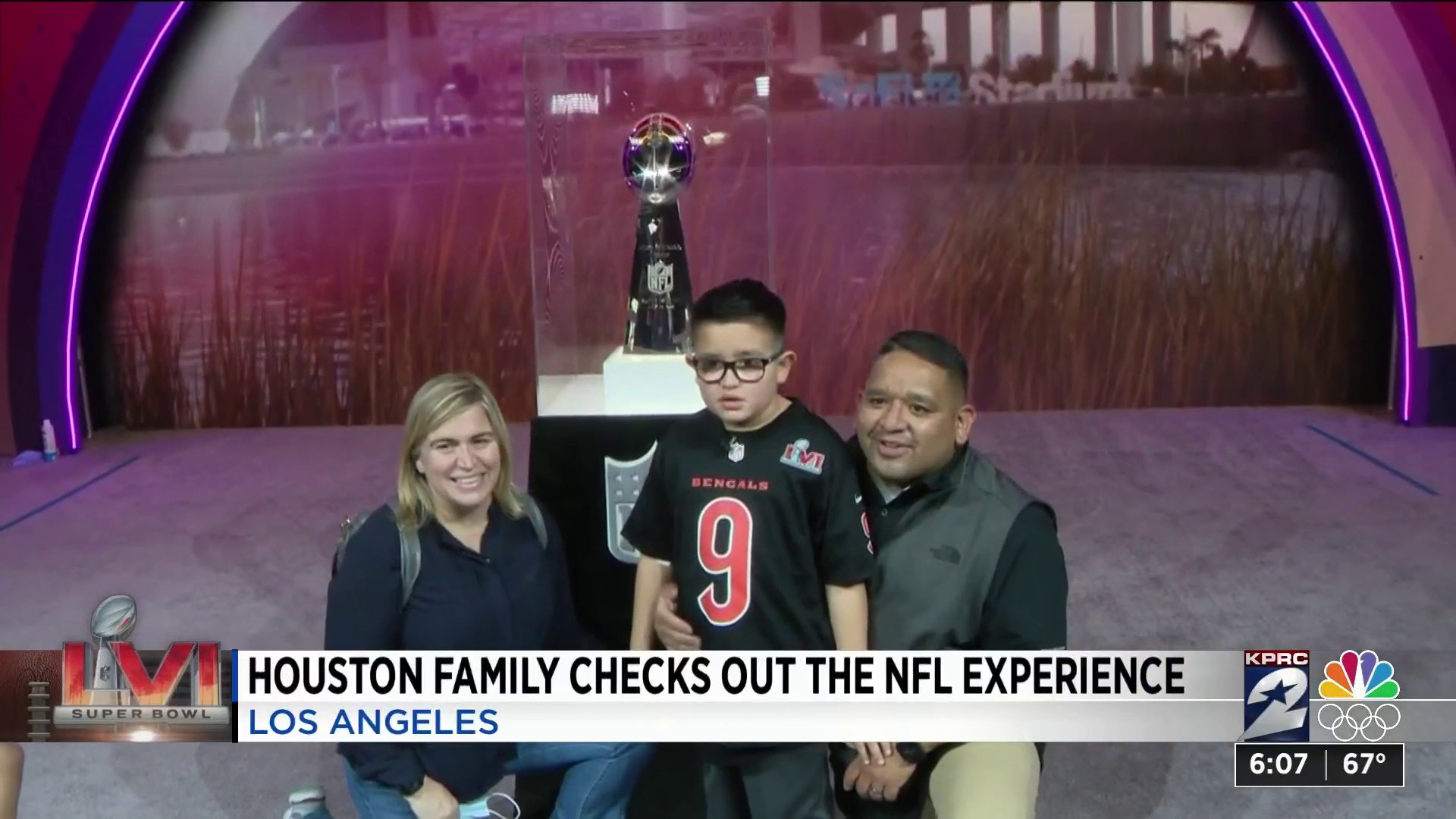 Houston family checks out the NFL Experience at Super Bowl LVI