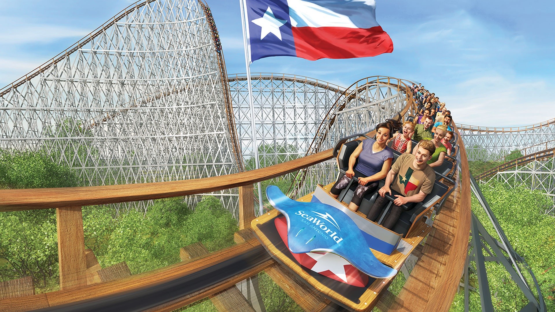 SeaWorld San Antonio debuts massive wooden roller coaster and  'first-of-its-kind' water slide