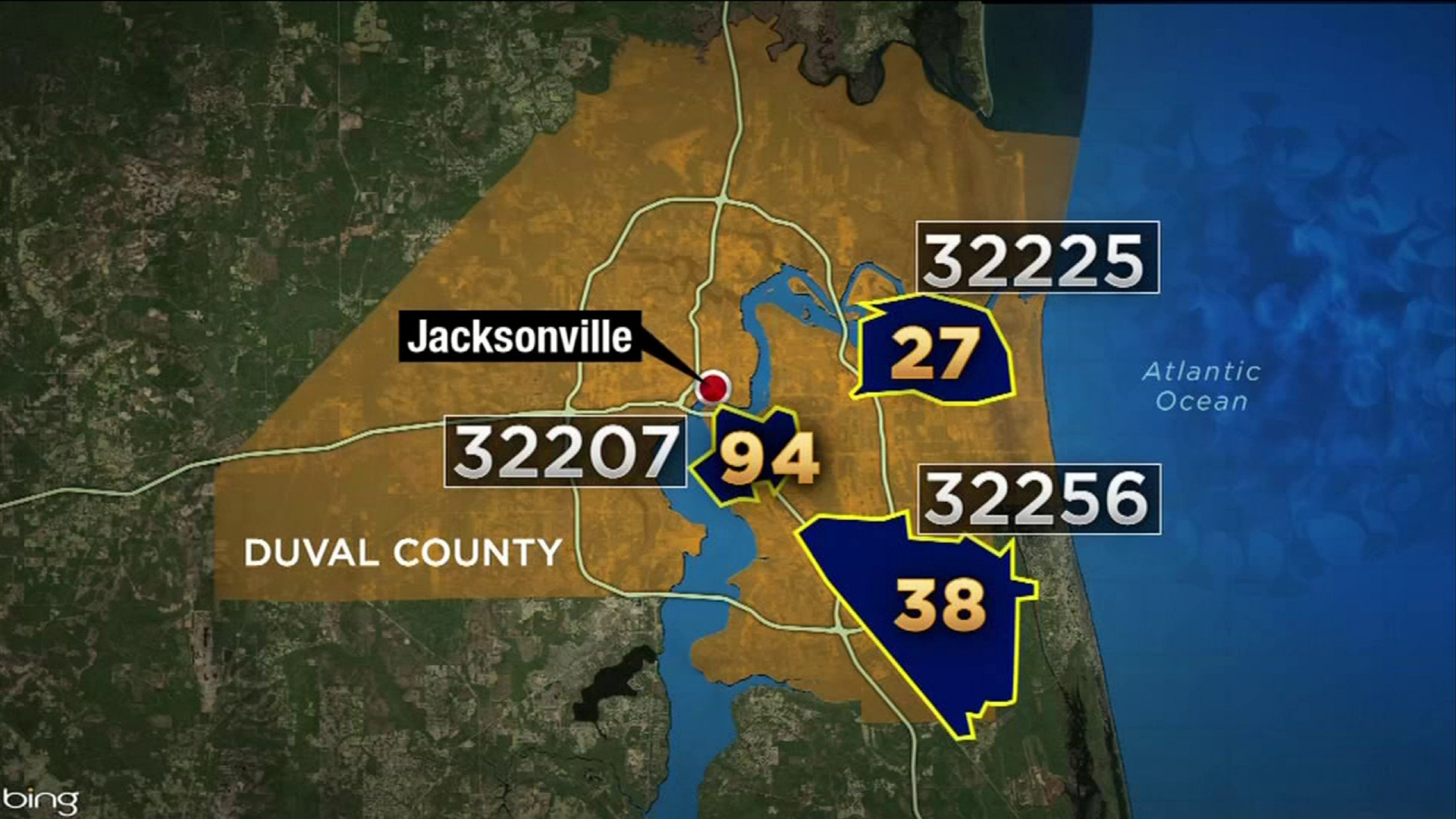 Which Jacksonville Zip Codes Have The Highest Number Of Reported
