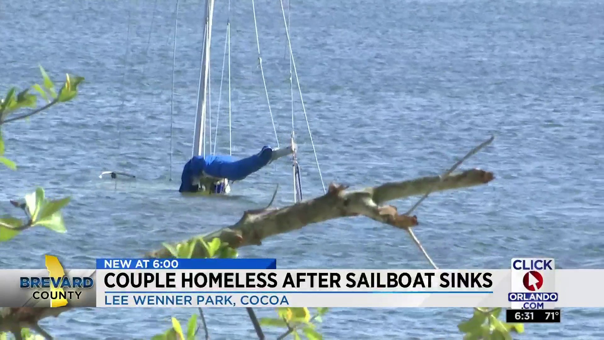 Couple left homeless after sailboat sinks in Cocoa, officials say