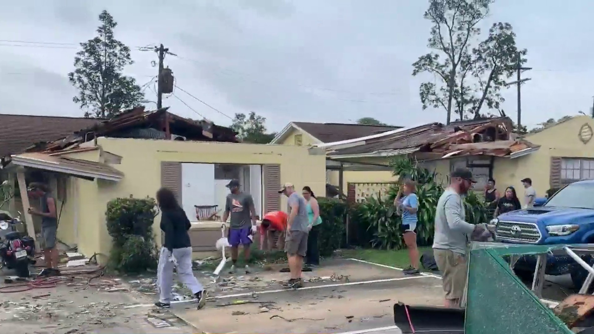 tornado destroying house