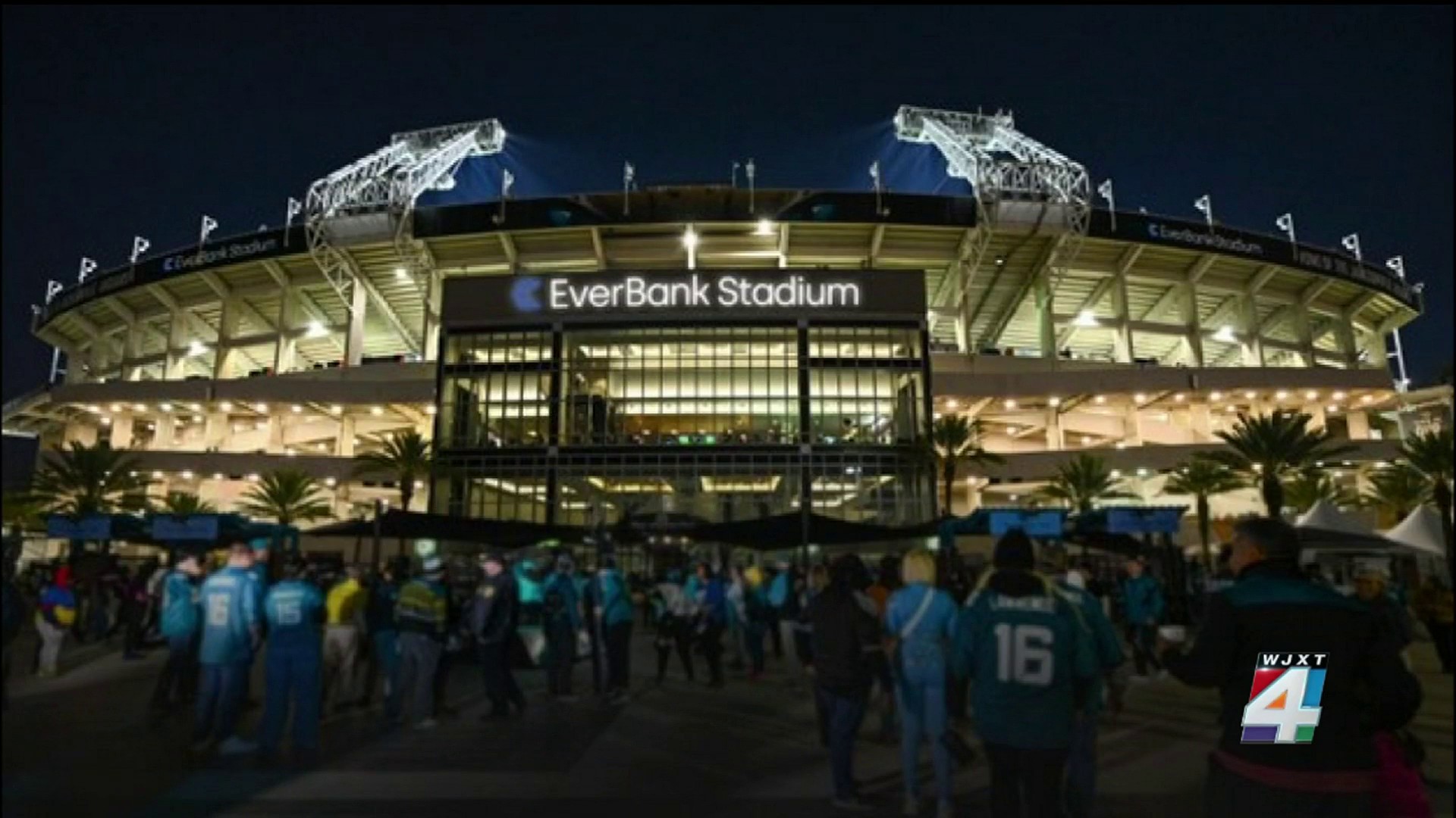 A jaguar statue is shown in front of Alltel Stadium before the