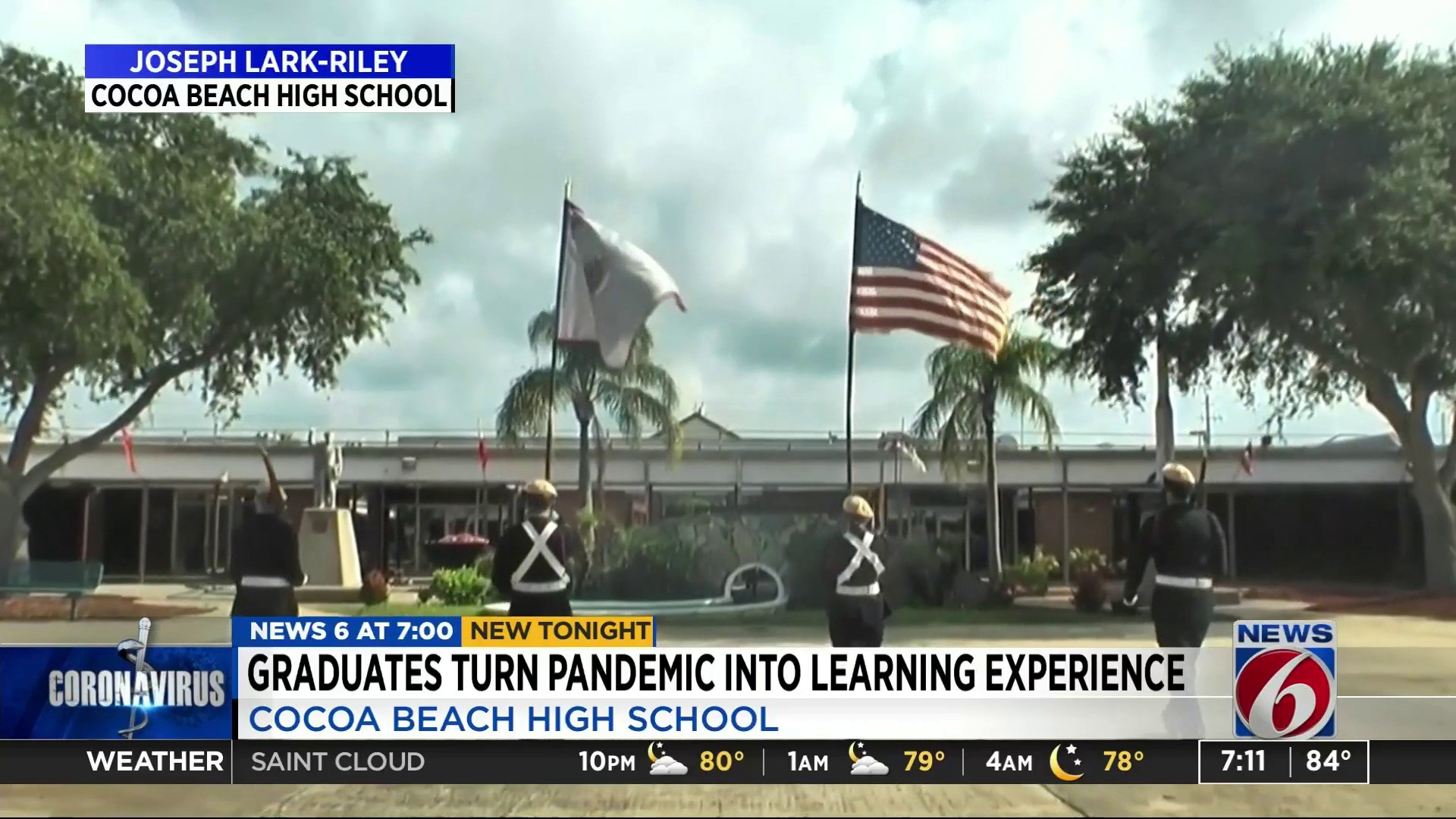 Cocoa Beach High School Seniors Cross Bridge During Graduation Ceremony