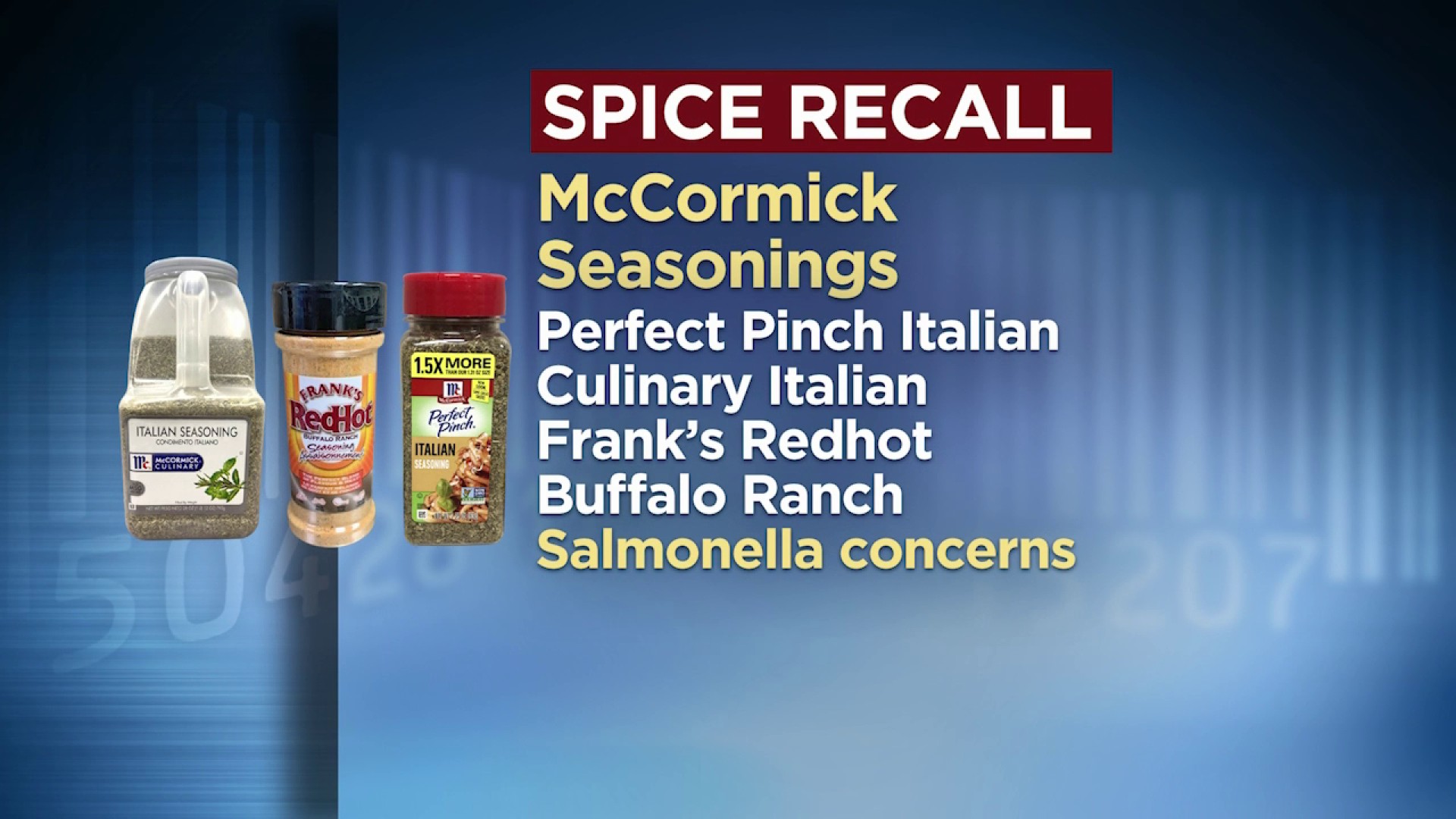 McCormick Seasonings Recalled for Possible Salmonella Contamination