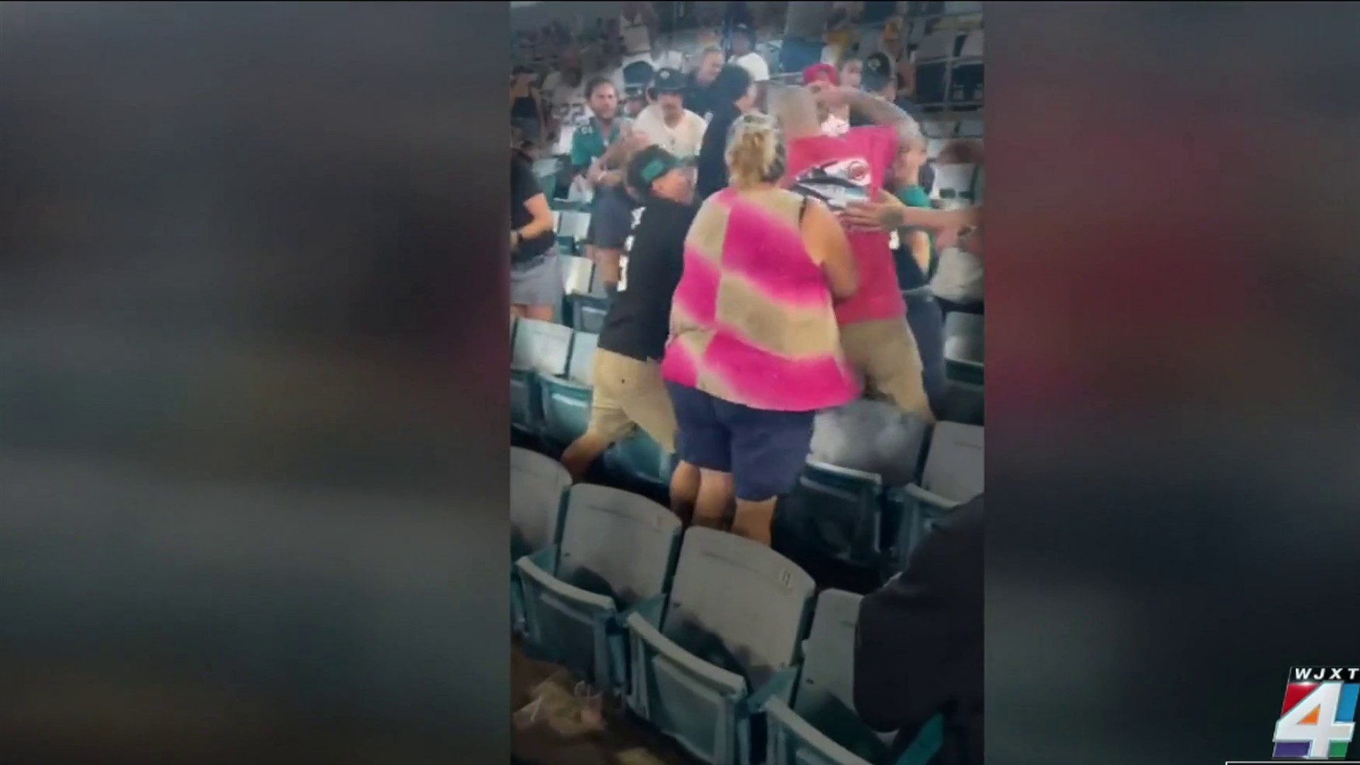 Rowdy fans fighting in the stands at Jacksonville Jaguars vs. Pittsburgh Steelers  preseason game