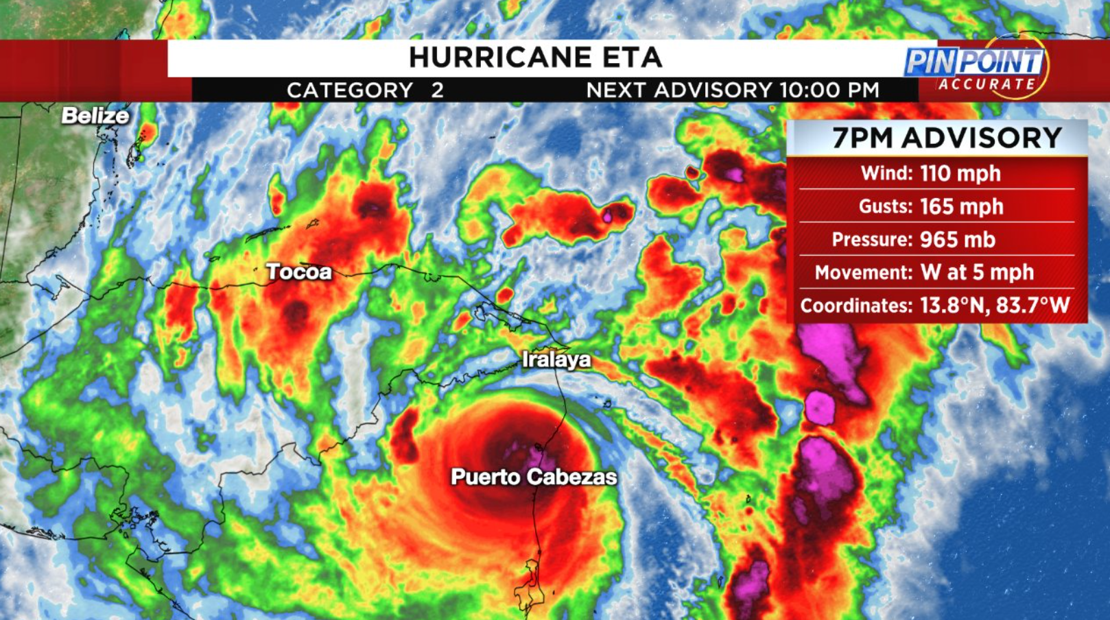 Track Models More Hurricane Eta Downgraded To Category 2 Storm