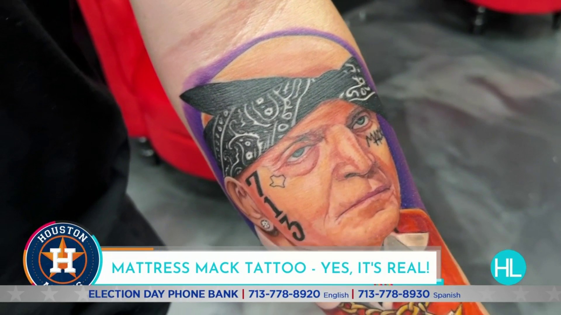 Artist from Atascocita tattoo shop 'Hitlist Ink' creates iconic Mattress Mack  tattoo