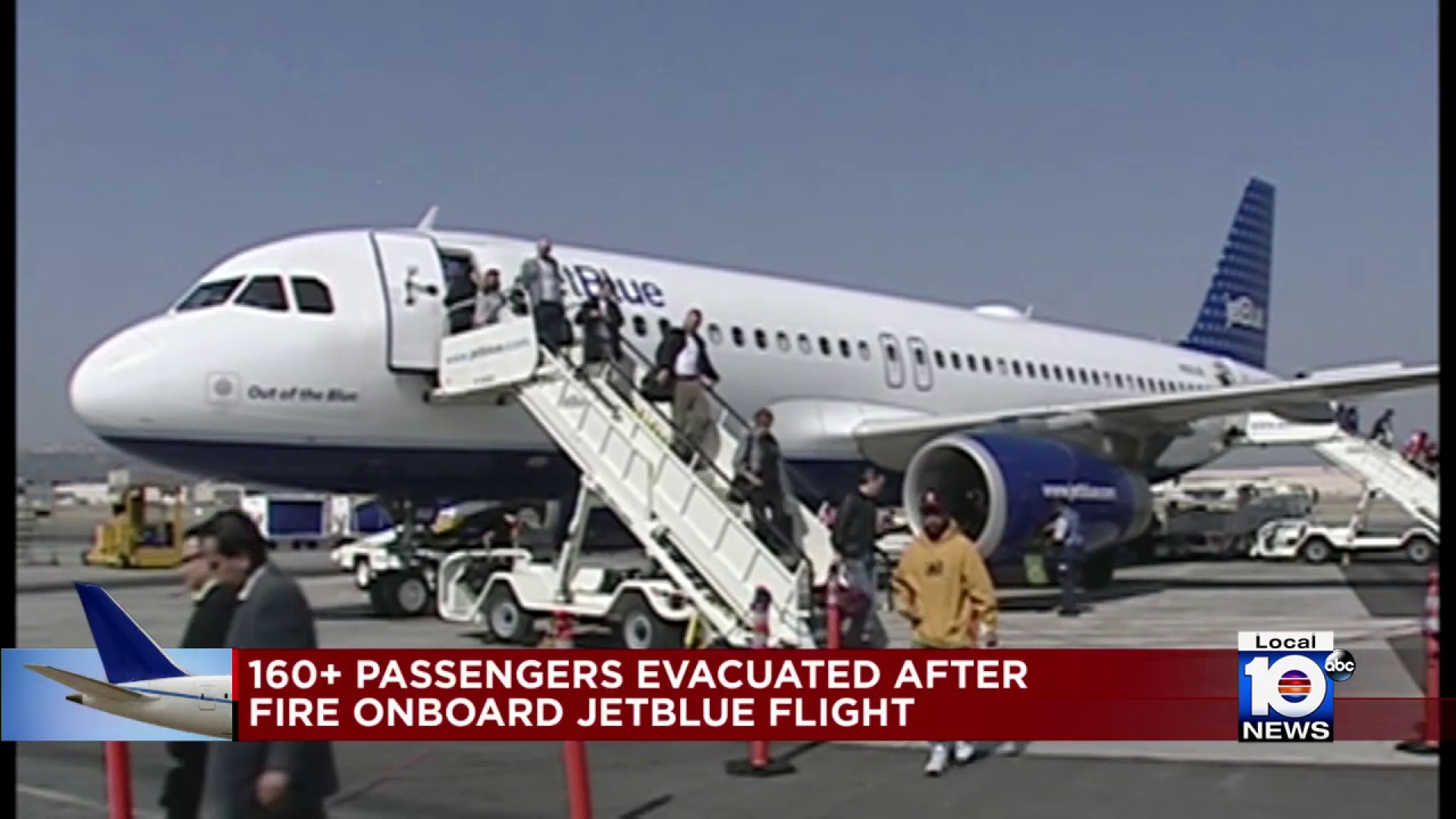 Hundreds evacuated after passenger s laptop causes small fire on JetBlue flight